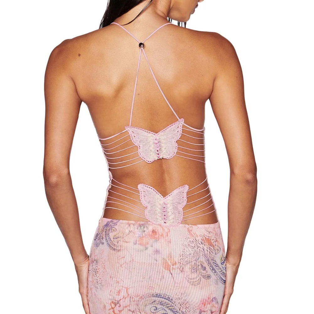 I AM GIA Pink Butterfly Backless Dress